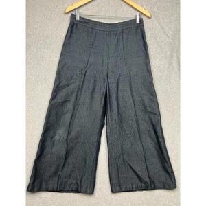 H&M Womens Chambray Linen Crop Wide Leg Pants Size 8 Modern Minimalist Office